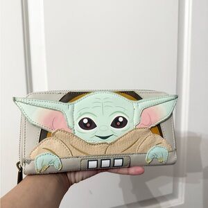 Loungefly The Child (Grogu) Beige, Mint & Pink Zip Wallet